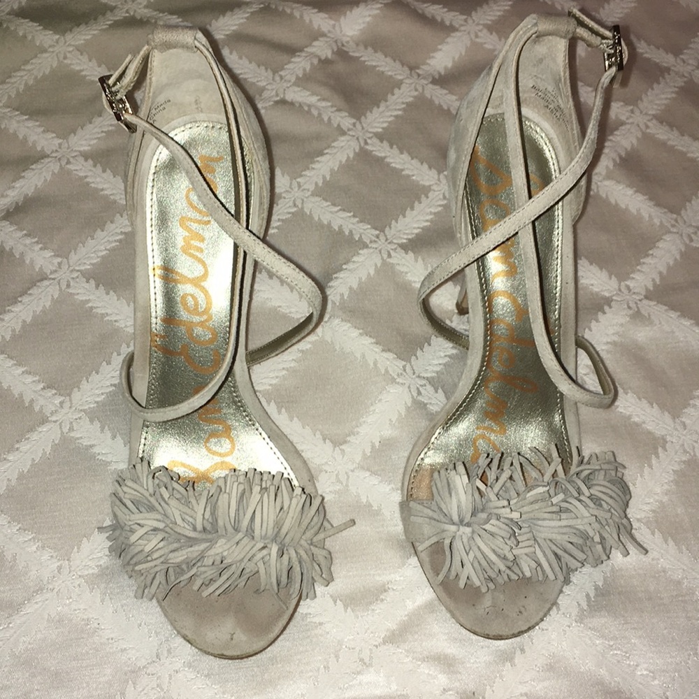 Suede Fringe Heels